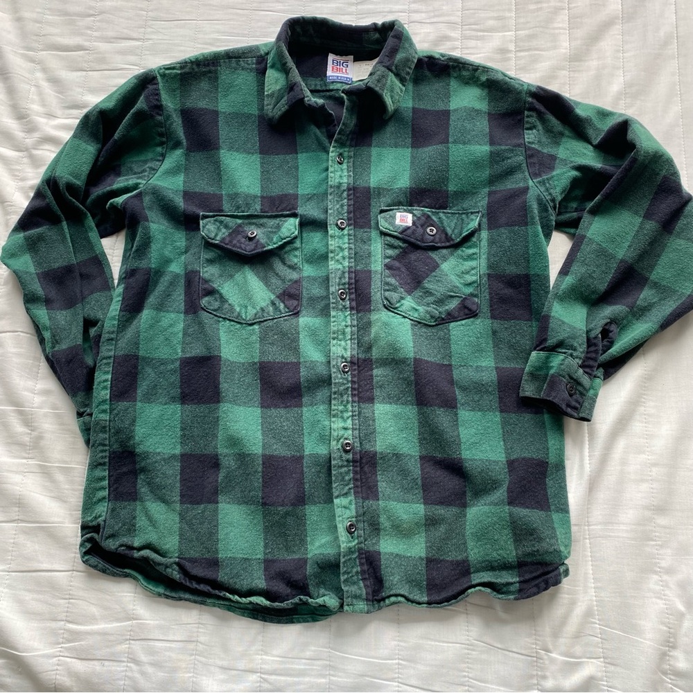 Men’s Green & Black Buffalo Plaid Button-Down Flannel Shirt